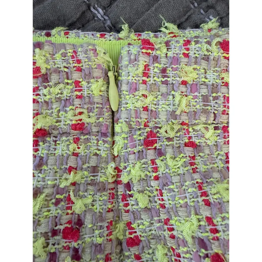 J.‎ CREW Neon Pink/Chartreuse No. 2 Tweed Pencil Skirt Size 2. Preppy Y2K 90s